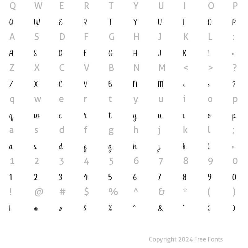 Character Map of Eveliana Regular