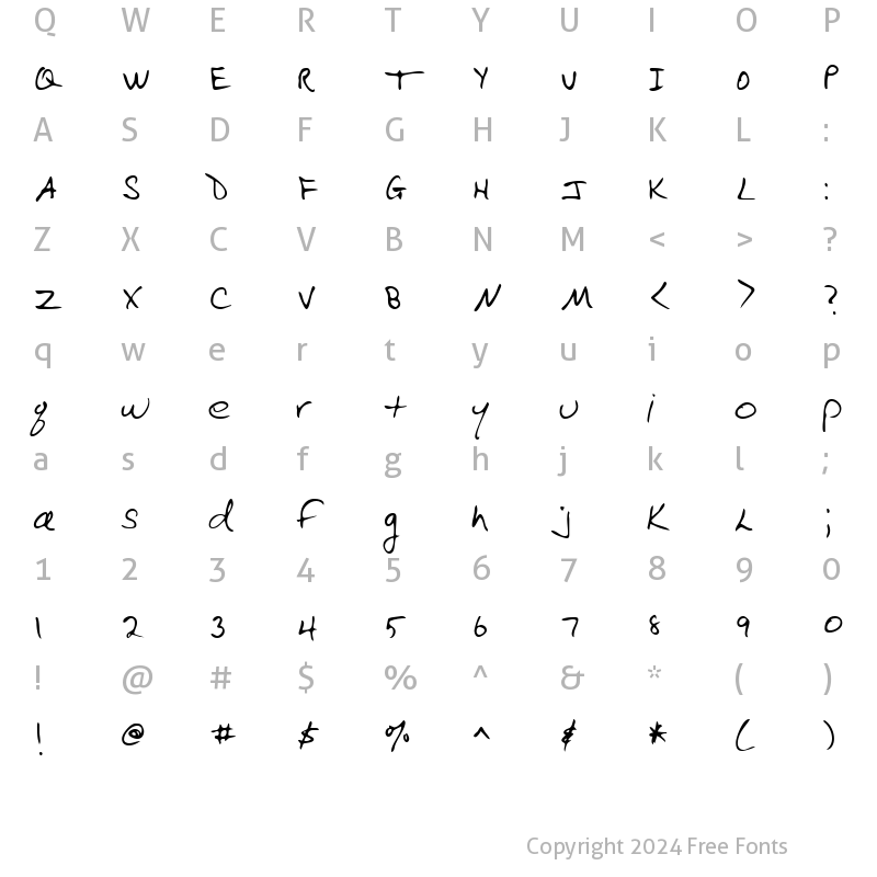 Character Map of EvelynsHand Regular