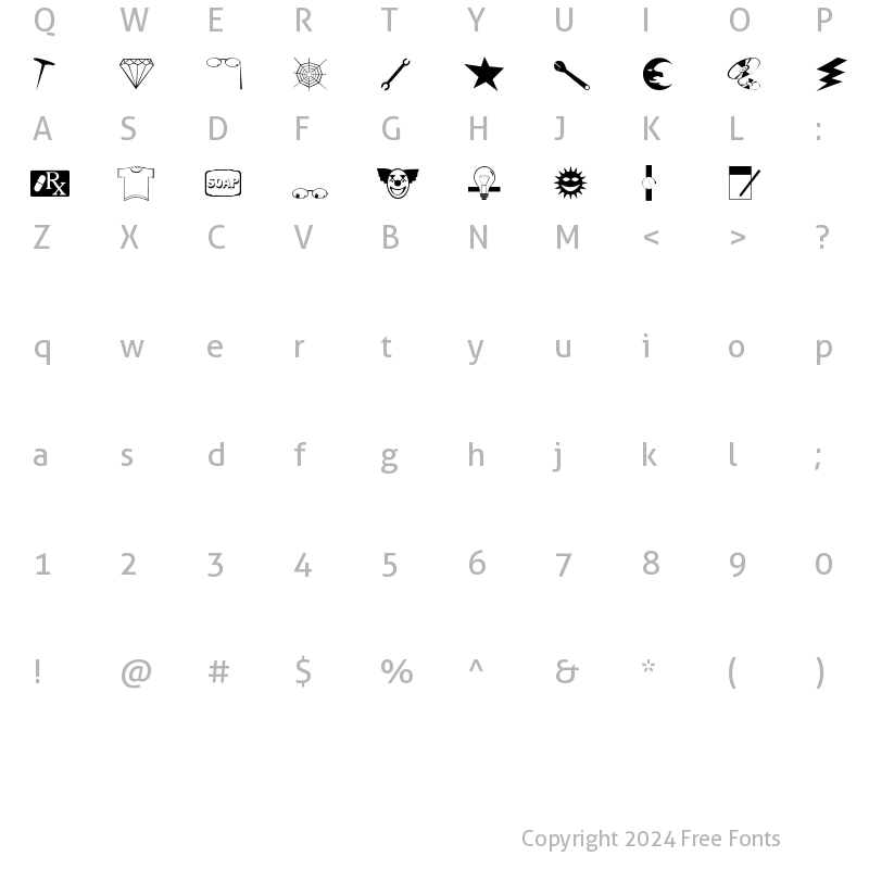 Character Map of Even More Dings JL Regular