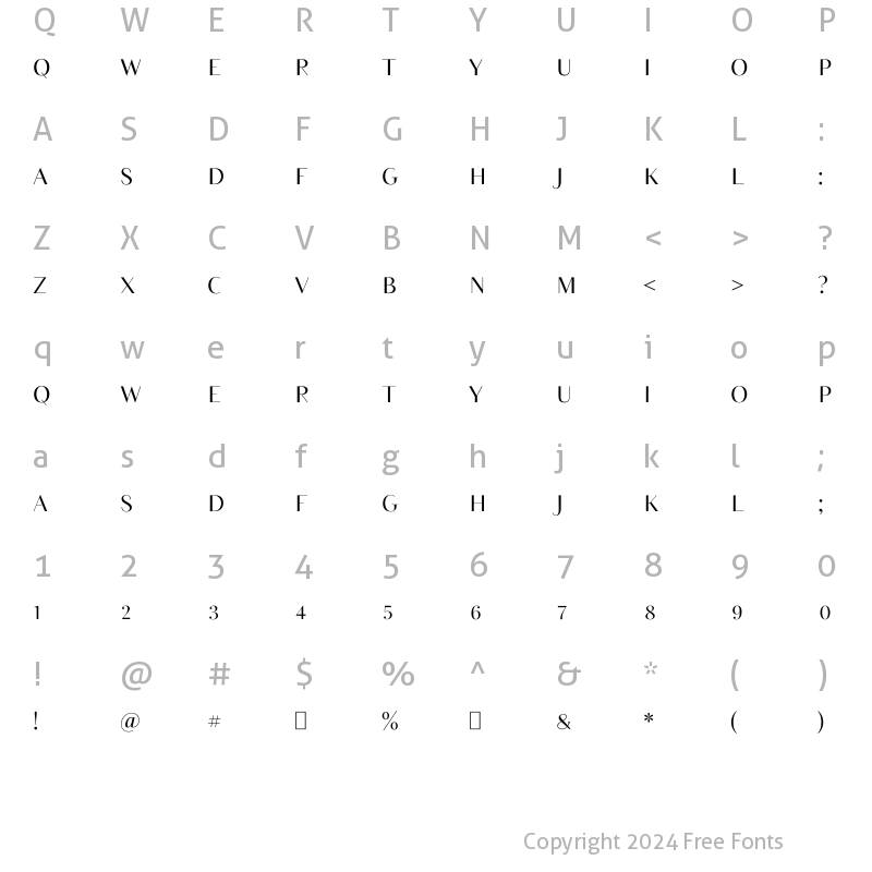 Character Map of Ever Enigmatic Sans Regular