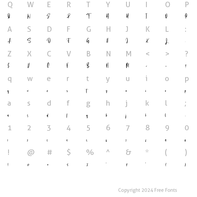 Character Map of Everetta Regular