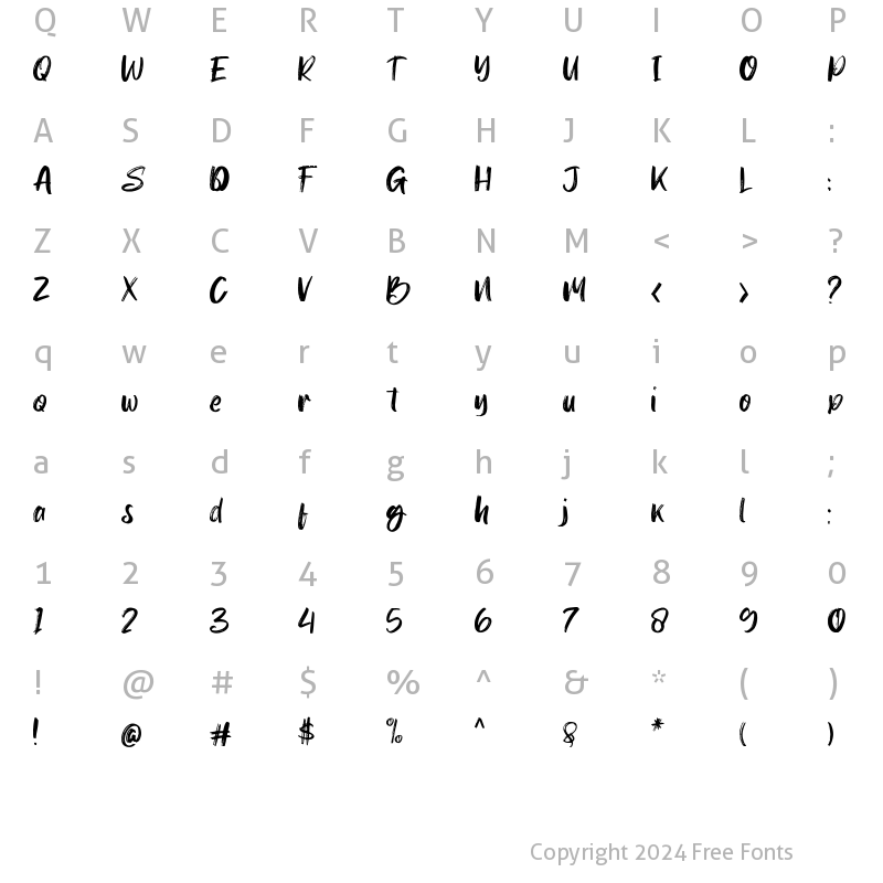 Character Map of Everlast Regular