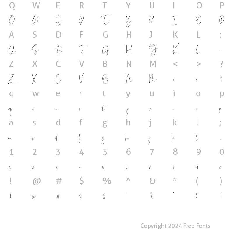 Character Map of Everleigh Signature Script Regular