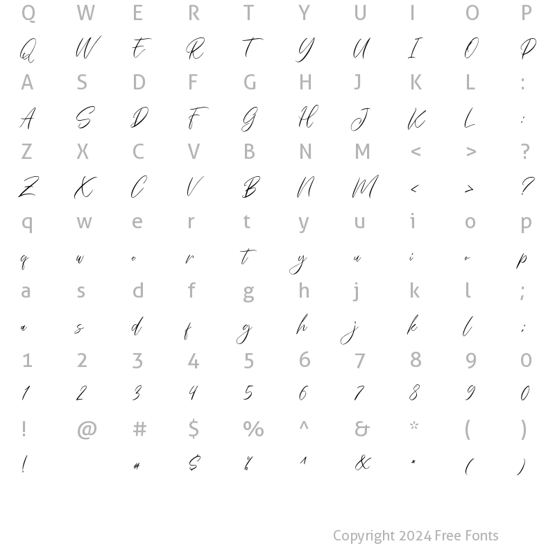 Character Map of Everlyne Regular