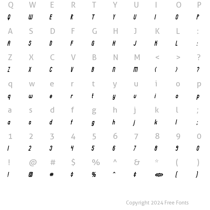 Character Map of Everyday Formula Gaunt Sway Regular