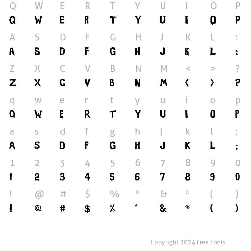 Character Map of Evil Of Frankenstein Regular