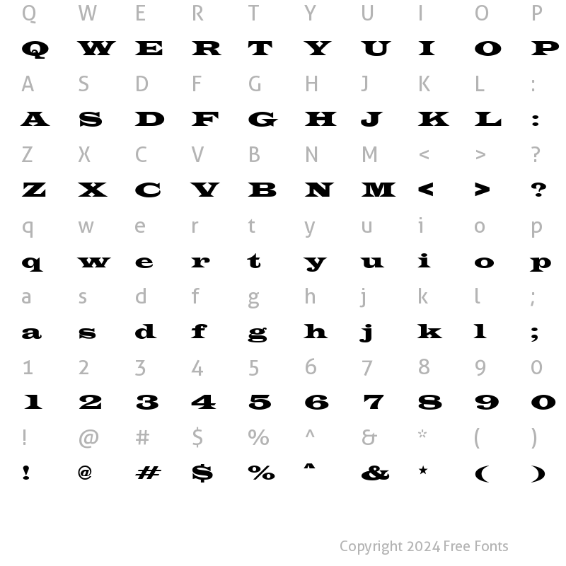 Character Map of Evita Regular