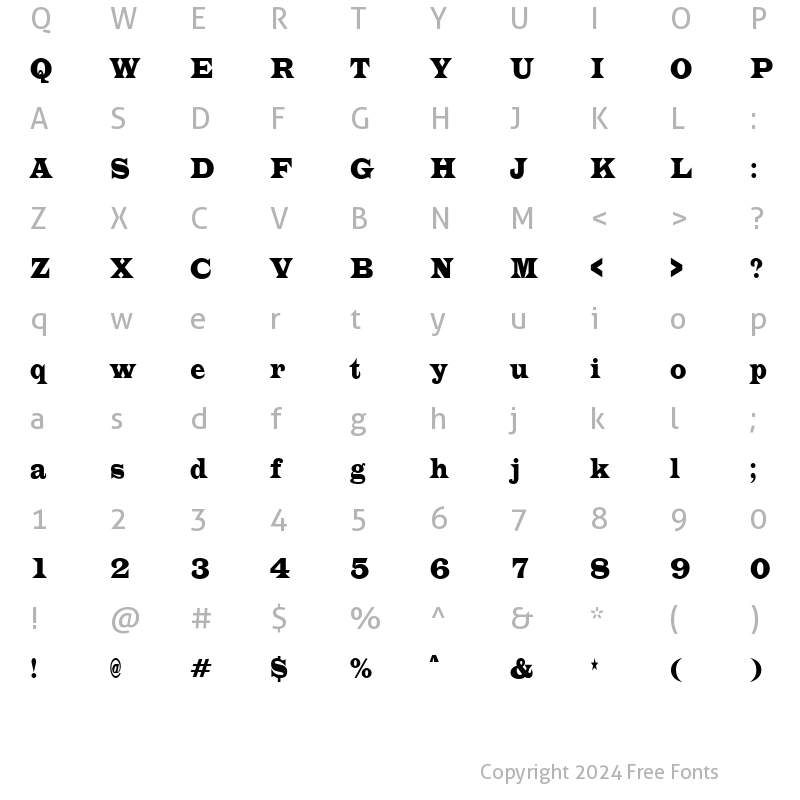 Character Map of EvitaUltraCondensed Regular