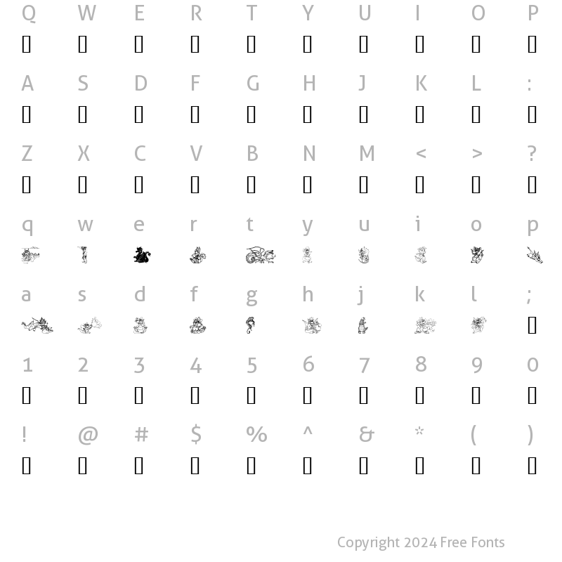 Character Map of Ev's Dragons Regular