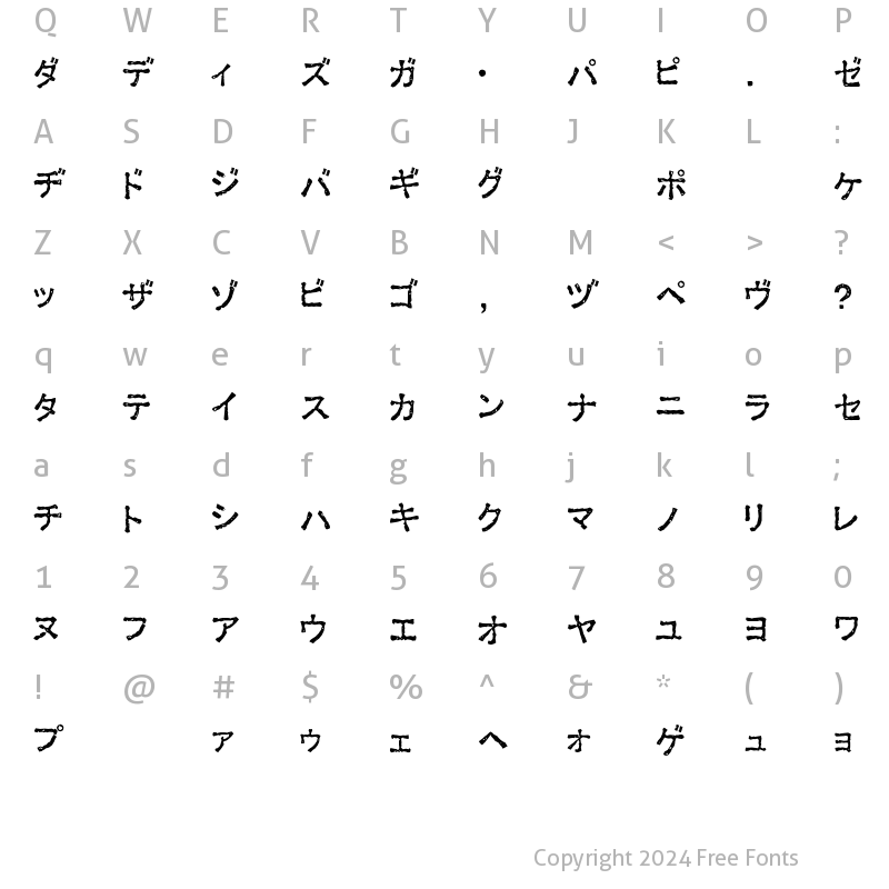 Character Map of Ex Kata Damaged Regular