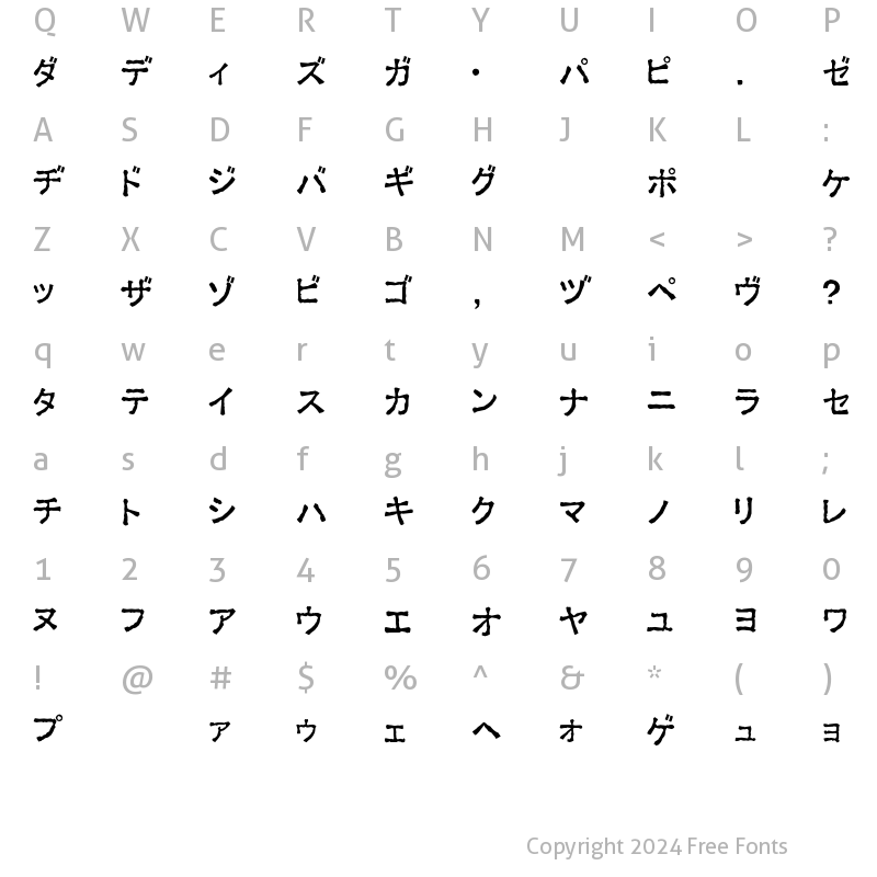 Character Map of Ex Kata Opaque Regular