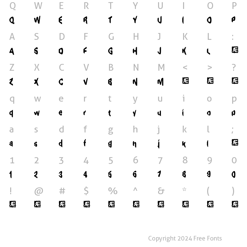 Character Map of Exaggerate BRK Regular