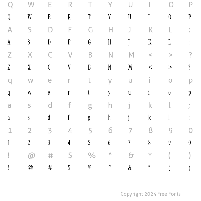 Character Map of ExcaliburEF-Regular Regular