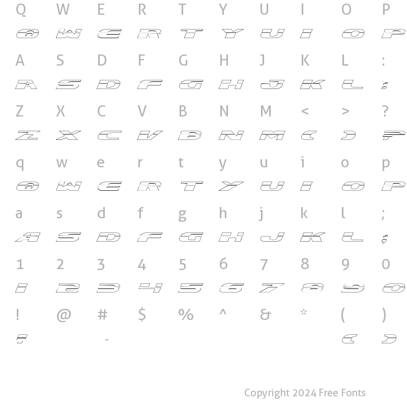 Character Map of Excelerate Outline Expanded
