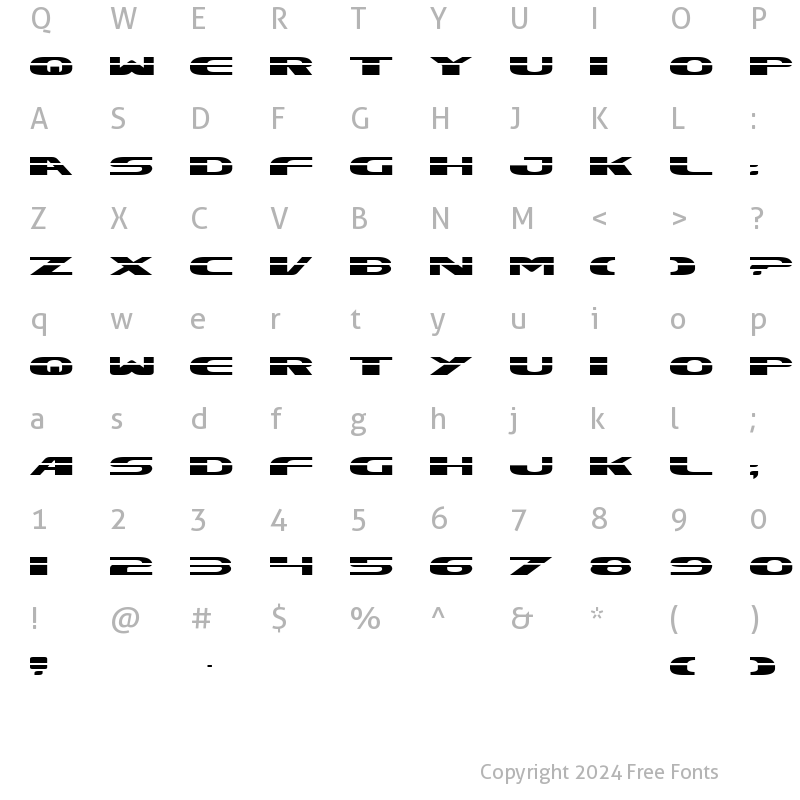 Character Map of Excelerate Straight Expanded