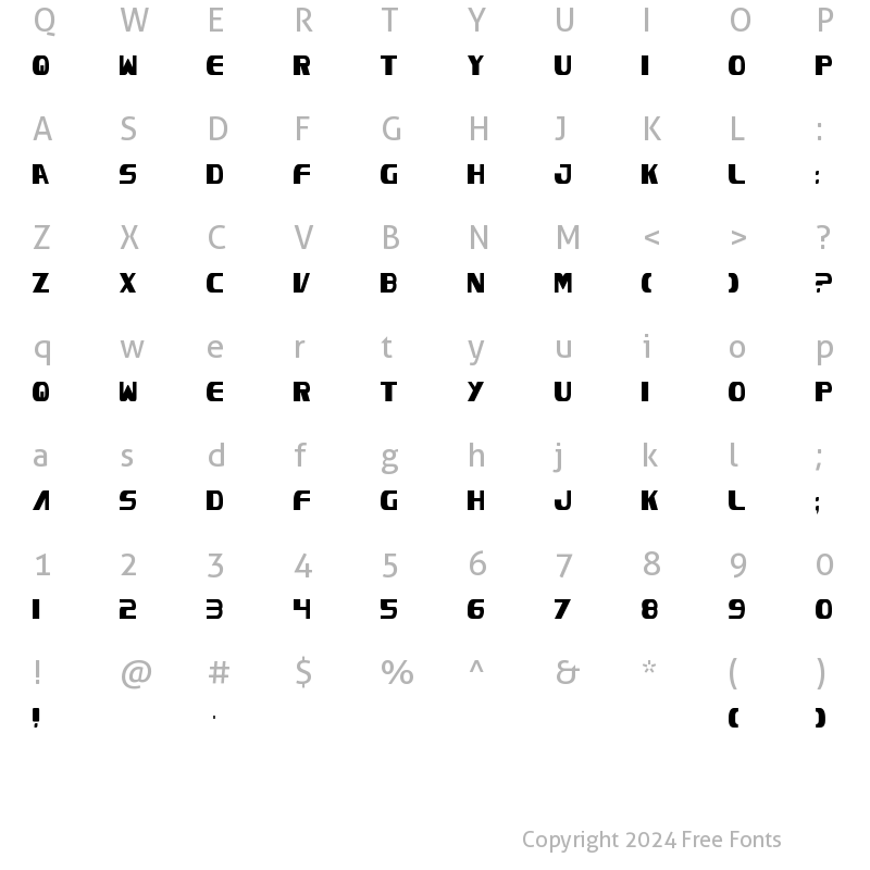 Character Map of Excelsior Condensed Condensed