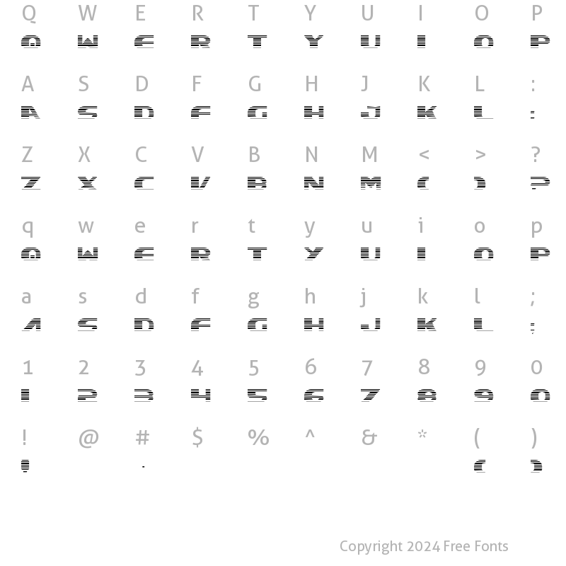 Character Map of Excelsior Gradient Gradient