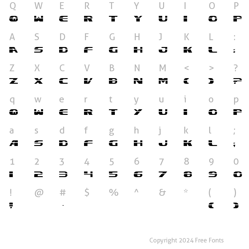 Character Map of Excelsior Laser Regular