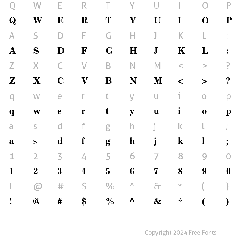 Character Map of Excelsior LT Bold