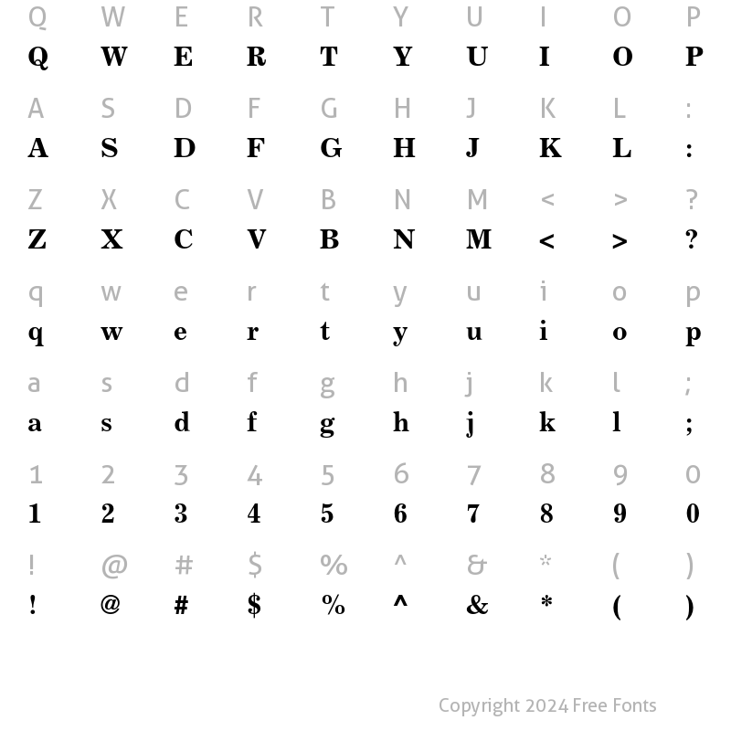 Character Map of Excelsior LT Std Bold