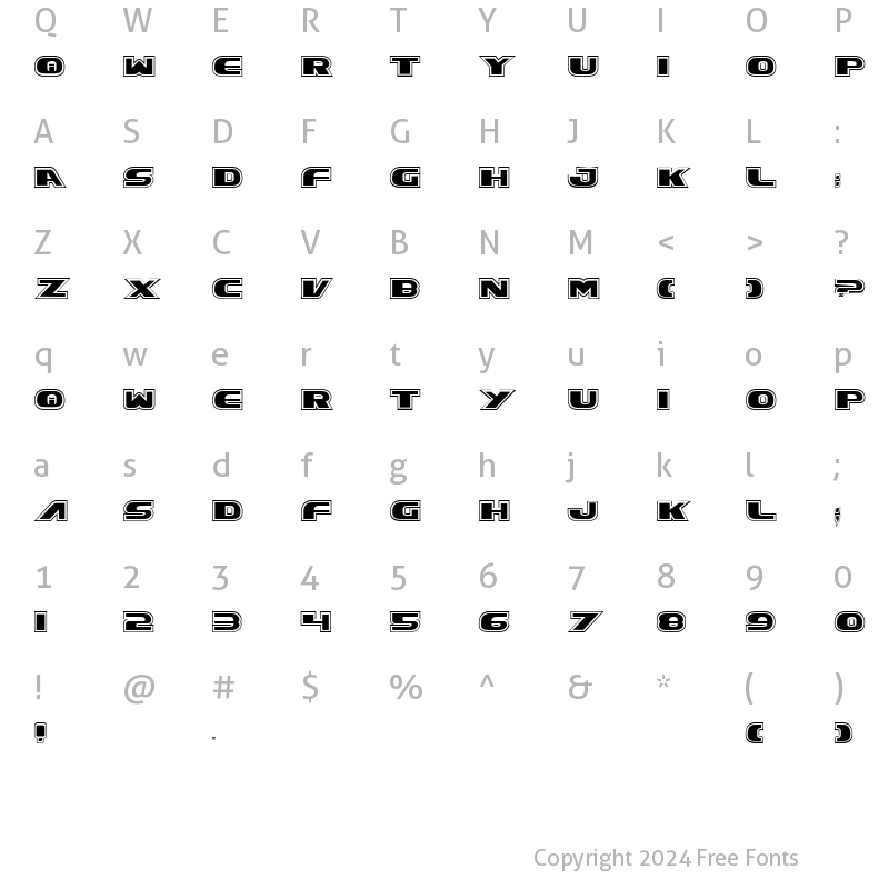 Character Map of Excelsior Pro Pro