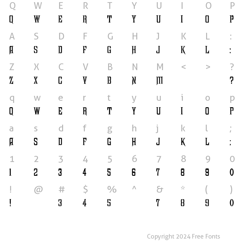 Character Map of Excelsis Shadow Regular