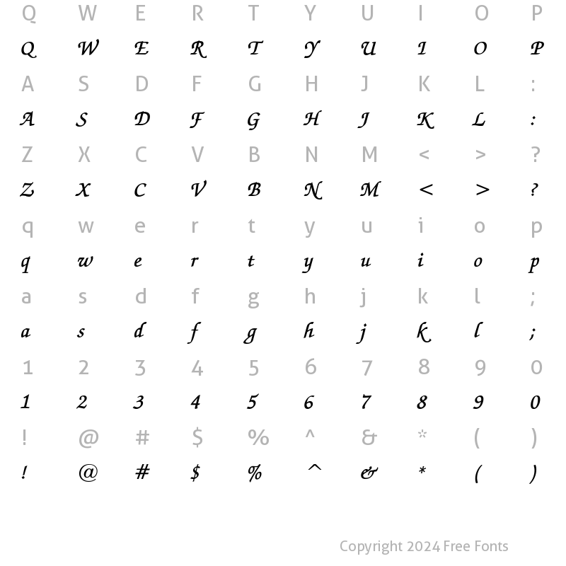 Character Map of ExchequerScript Bold