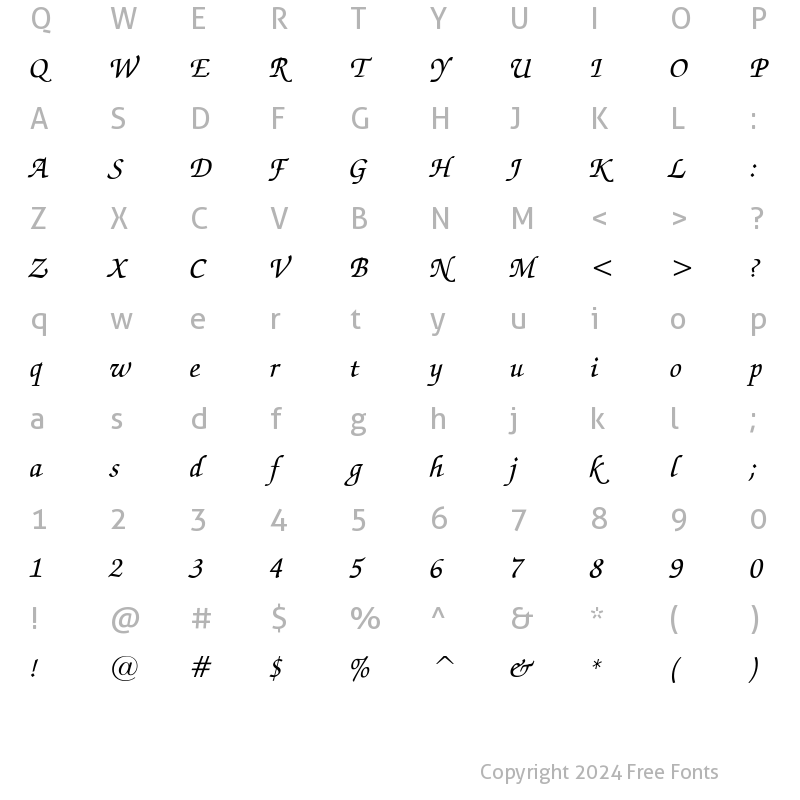 Character Map of ExchequerScript Plain