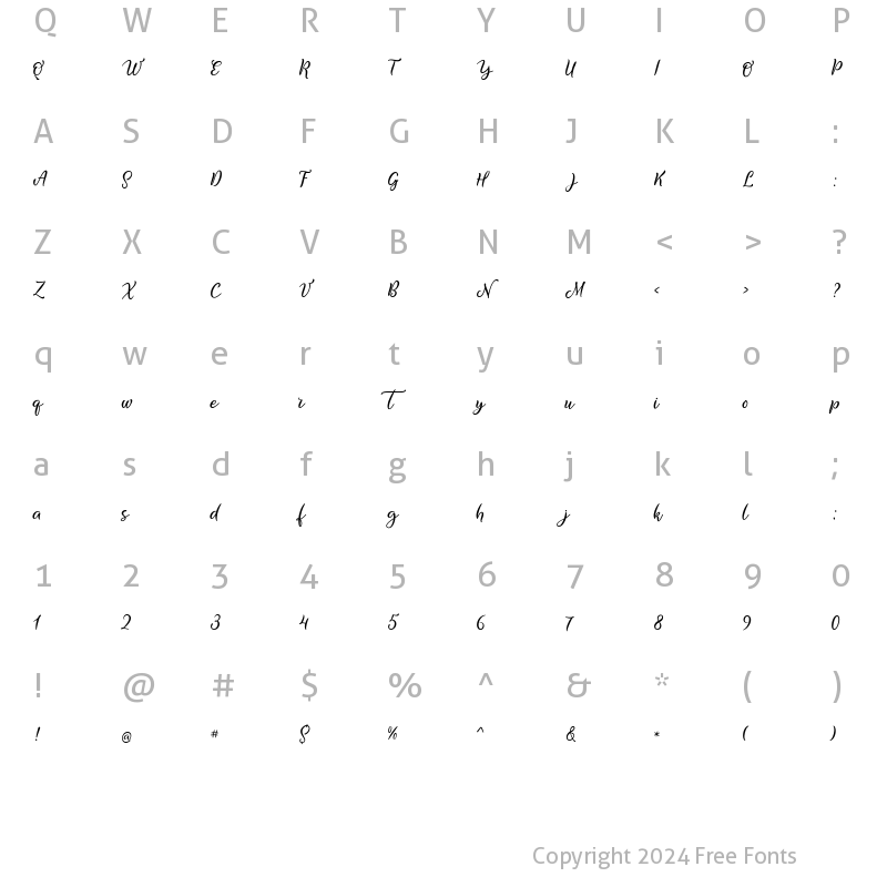 Character Map of Excitement1 Regular