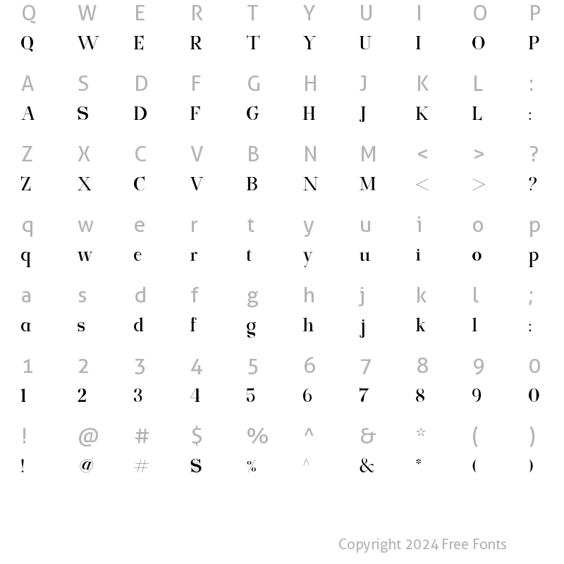 Character Map of Exclusive Serif