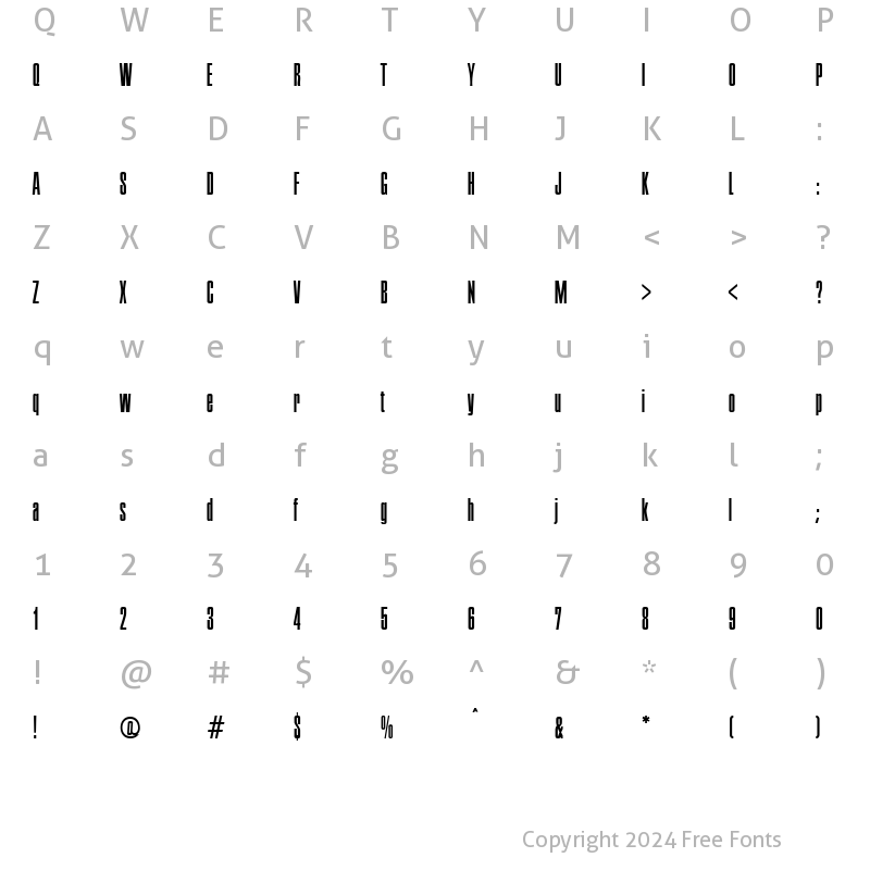 Character Map of Executive Regular