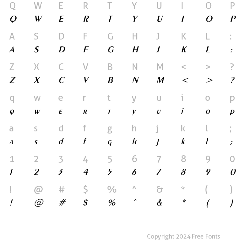 Character Map of Exotic-Demi Itac Italic