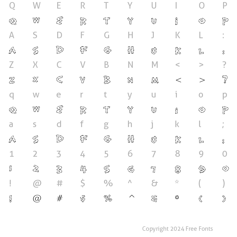 Character Map of Exotic Island BTN Bamboo Out Regular