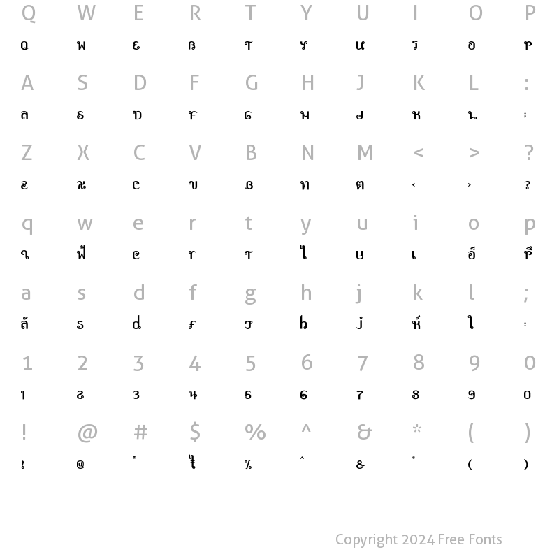 Character Map of Exotica Jasumin Regular