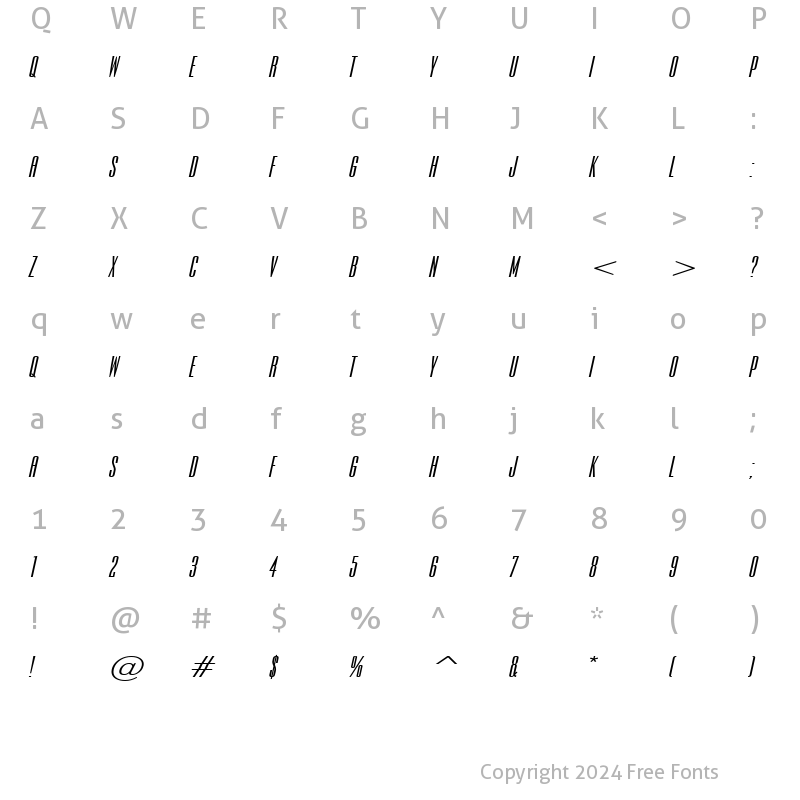 Character Map of Expel Wide BoldItalic