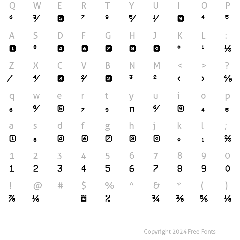 Character Map of Expo Numerals Regular