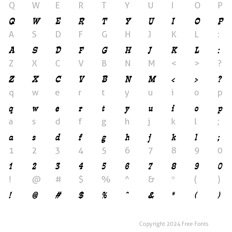 Character Map of Expose Condensed BoldItalic