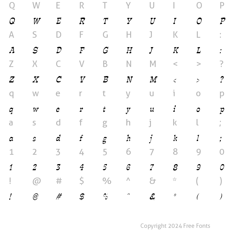 Character Map of Expose Thin Condensed Italic