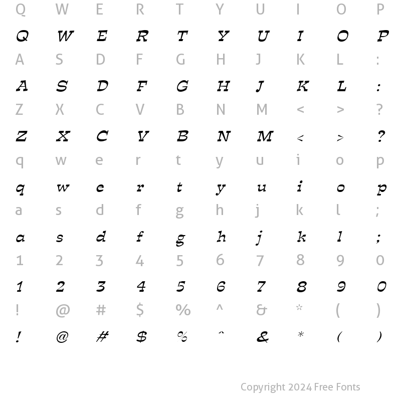 Character Map of Expose Thin Italic