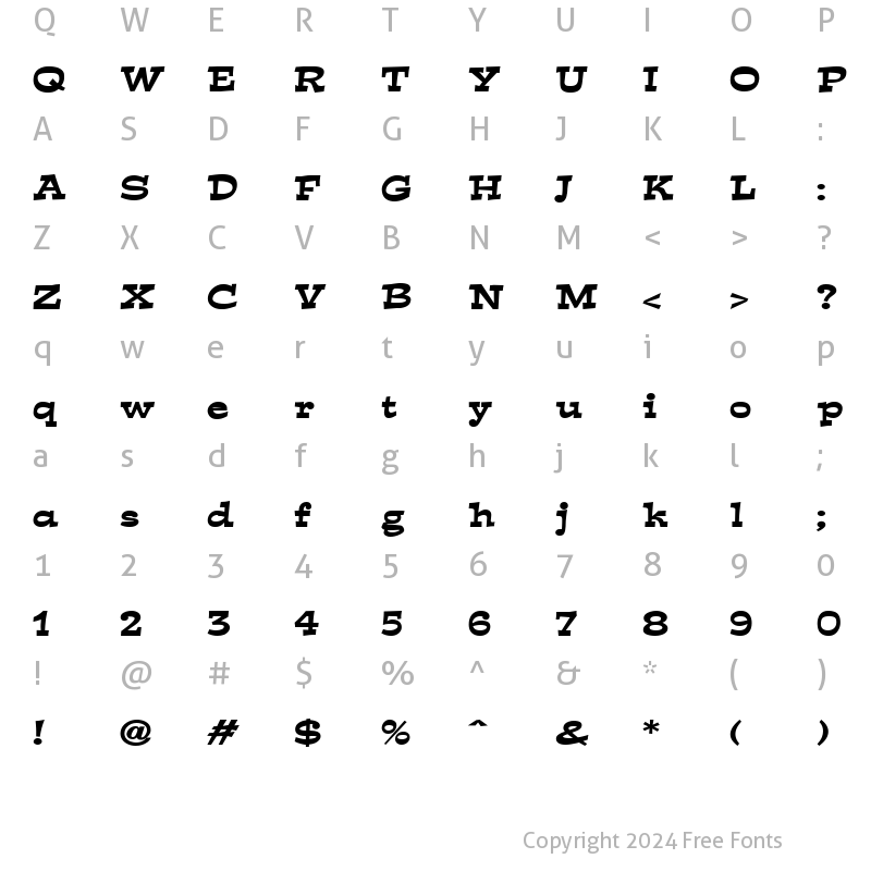 Character Map of Expose Wide Bold