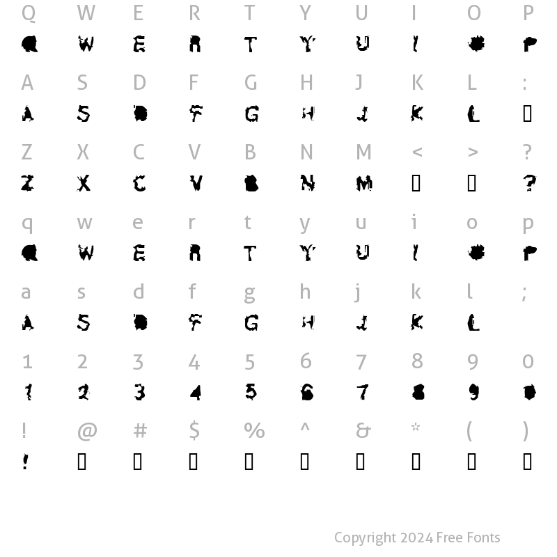 Character Map of Exposure Regular