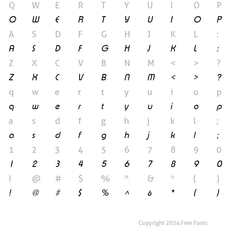 Character Map of Expressa Italic