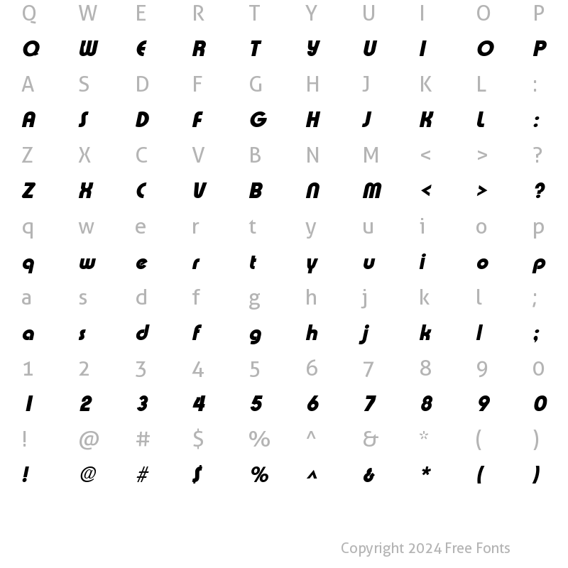 Character Map of ExpressaLH Bold Italic