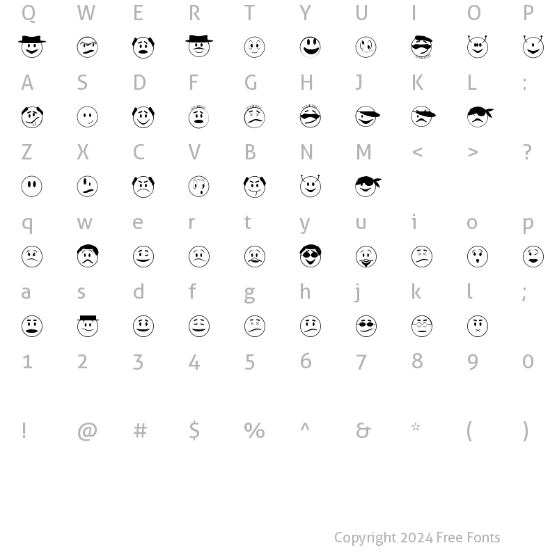 Character Map of Expressions JL Regular