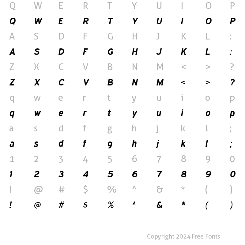 Character Map of Expressway Bold Italic