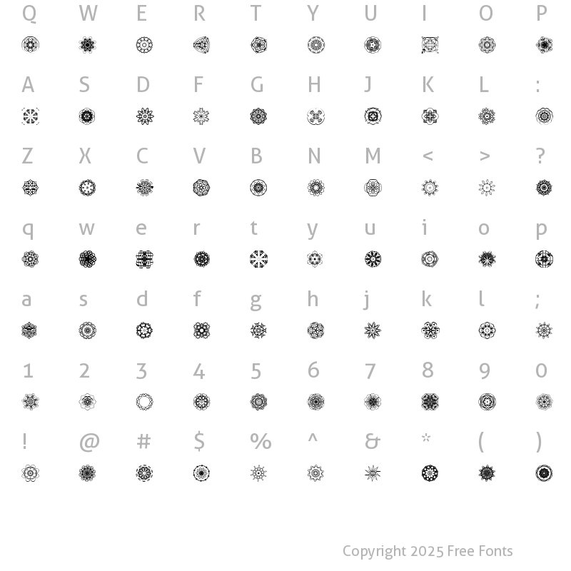 Character Map of Extasy Regular