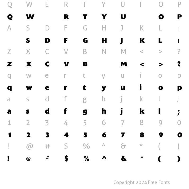 Character Map of ExtensionExtraBold Regular