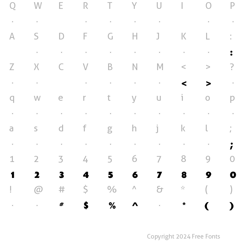 Character Map of ExtensionExtraBoldTab Regular