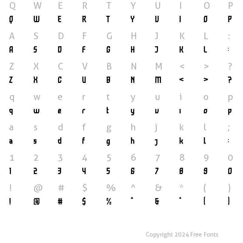 Character Map of Exton Regular