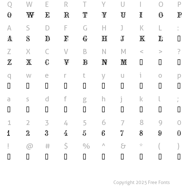 Character Map of ExtraOrnamentalNo2 Regular